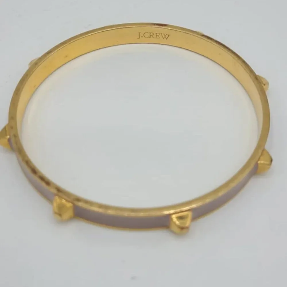 J Crew Taupe Enamel Studded Gold Tone Bangle NWOT